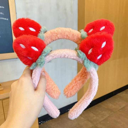 Cute Strawberry Headband Hair Accessories for Women Stuffed Hair Band 