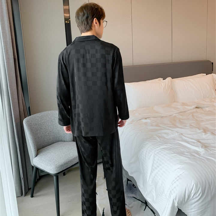 New spring and autumn pajamas, snow silk, sleeves 