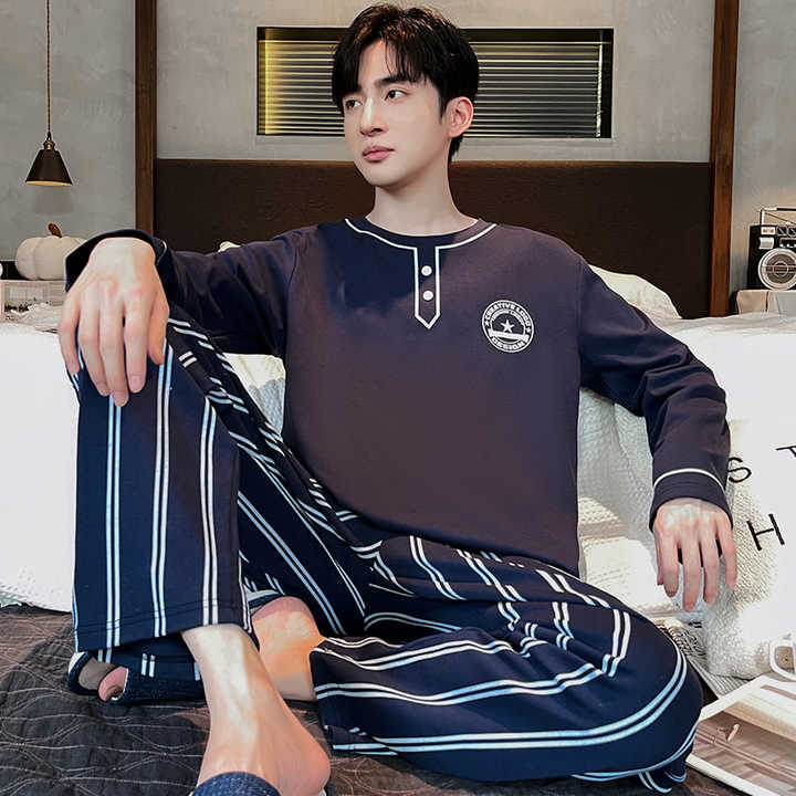 Men's Autumn/Winter Cotton Long Sleeve Pajamas 