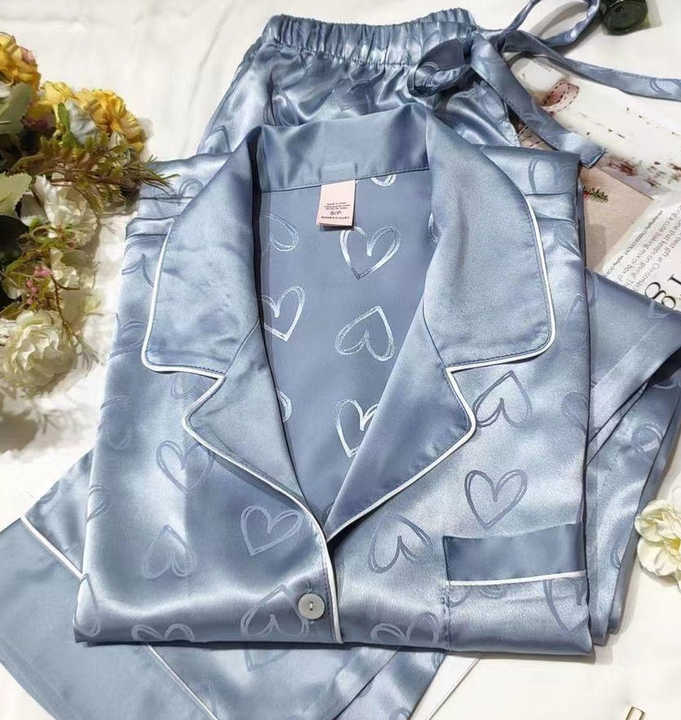 ملابس نوم صيفية نسائية بأكمام طويلة طقم بيجامة ساتان من قطعتين للنساءWomen's Summer Sleepwear Long Sleeve 2 Piece Satin Pajama Set for Women