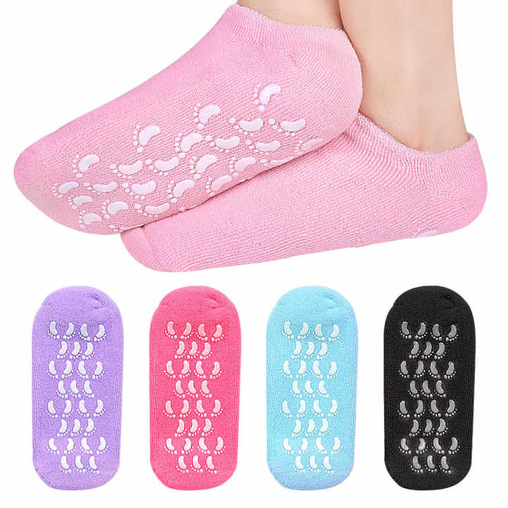 Moisturizing Silicone Gel Heel Socks for Hard Dry Cracked Skin Open Toe Recovery Socks Day Night Care 