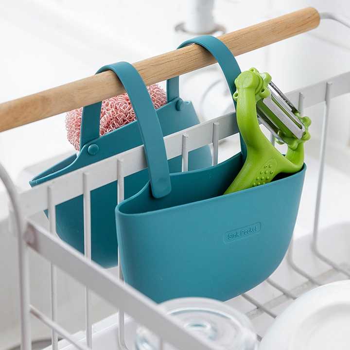 Nordic TPR Sponge Storage Basket Drain Rack Soap Holder Faucet Brush Hanging Basket Kitchen Bathroom Organizer Home Supplies 