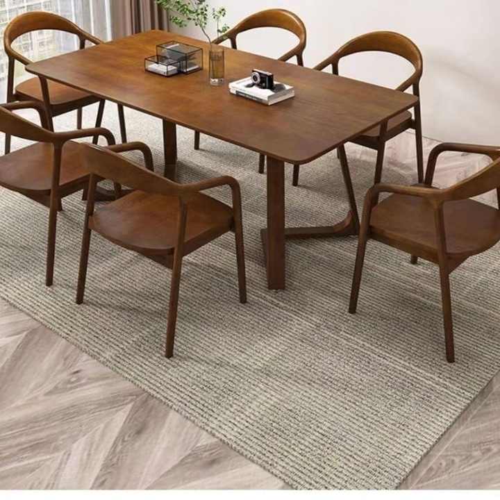 Modern solid wood table, simple Scandinavian design. 