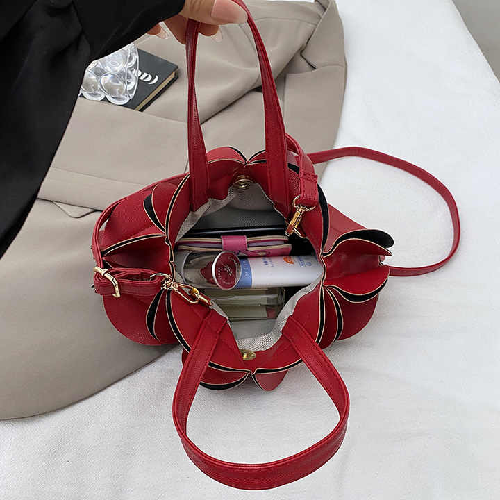 Red Flower Design Women's Bag Niche-حقيبة يد نسائية