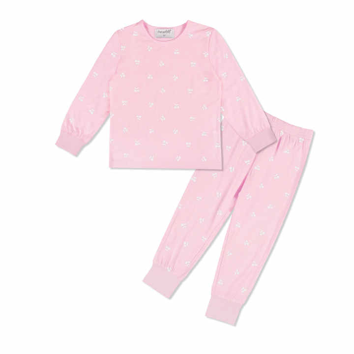 Girls' Casual Long Sleeve Winter Polka Dot Pattern Bamboo Viscose Pajamas Sleepwear 