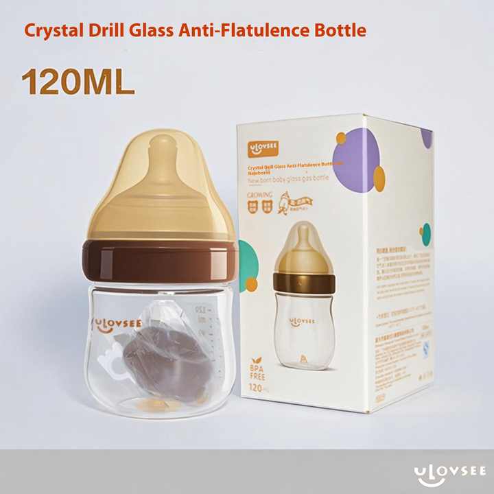 Anti-flatulence baby glass bottle nursing-زجاجة رضاعة مضادة للانتفاخ