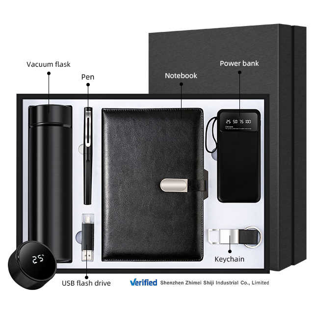 Men's Leather Business Power Bank and Notebook Gift Set 