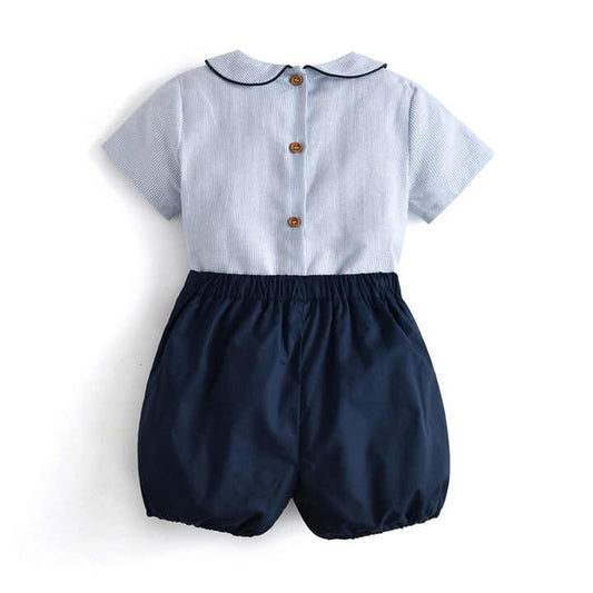 Baby Boy Clothes Children Clothing Outfitsمجموعة ملابس أطفال جديدة، قميص مخطط -