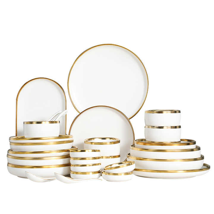 Luxury ceramic dinnerware serving dishes for restaurant ceramic  أواني منزلية أطباق تقديم طعام خزفية فاخرة للمطعم سيراميك