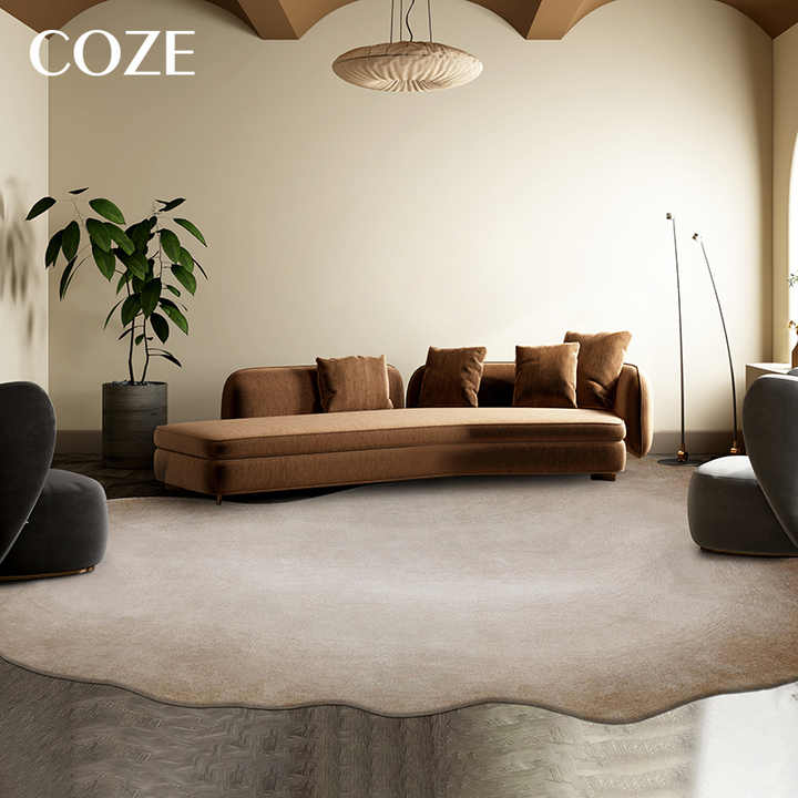 Irregular and unique shaped wool rug specially made for the living room 
