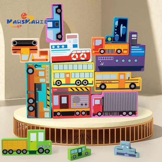 مكعبات بناء خشبية ذات طابع خاص، ألغاز بناء . Special wooden building blocks, building puzzles,
