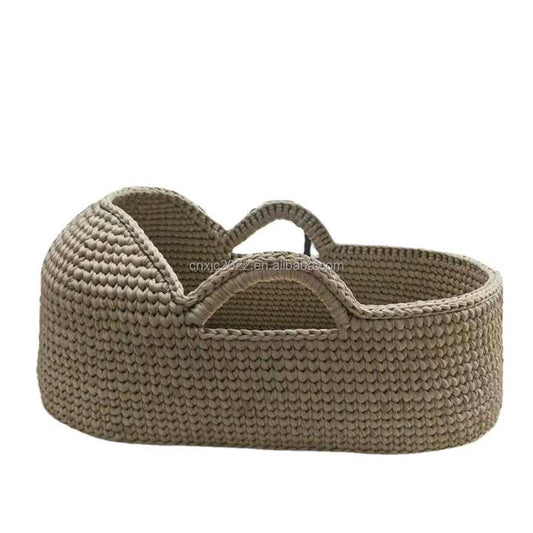 Wholesale supply modern portable crib with changing basket made of handwoven fabric with star 