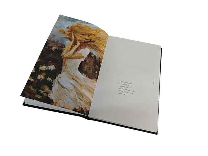 Factory bound linen notebook with custom printing. 