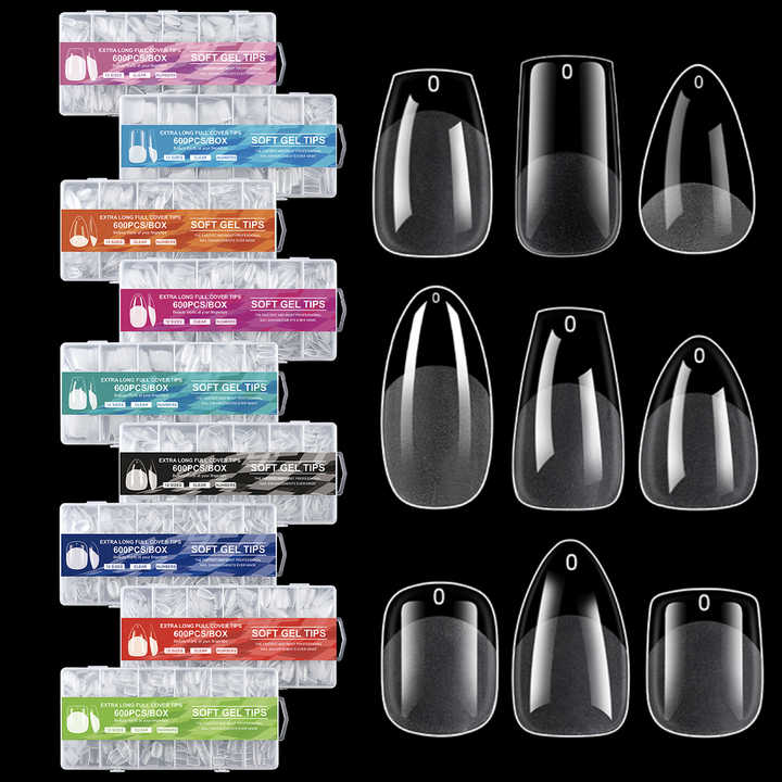 Boxed Short Trapezoidal Semi-French Nails 