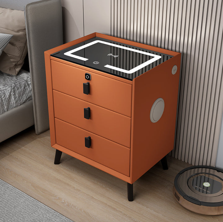 Modern Simple Solid Wood Smart Table Smart Nightstand Wholesale Cheap Bedroom Furniture Storage Drawer Smart Side Table 