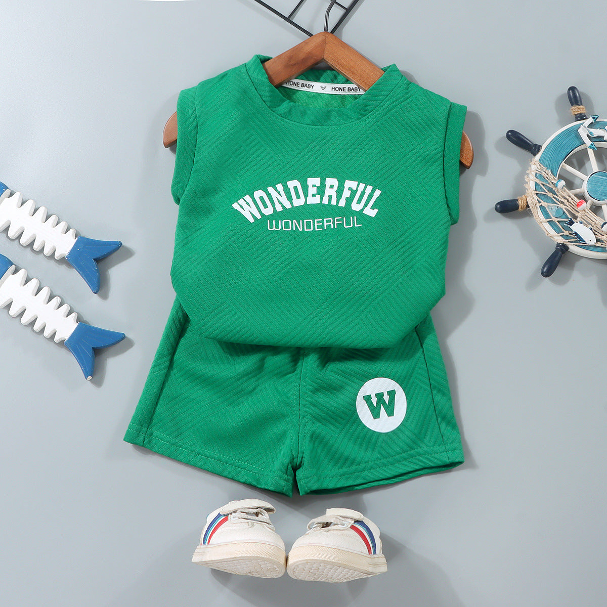 طقم صيفي بدون أكمام للأولاد