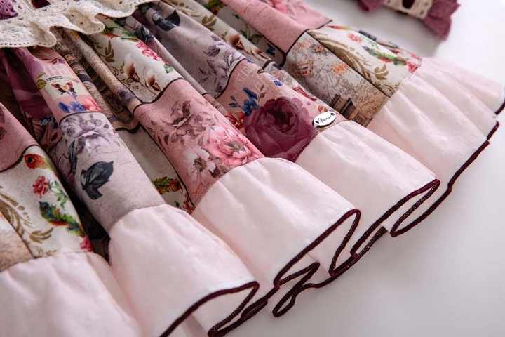 OEM Pettigirl Girls Floral Dress With Bow-موديل مع ياقة