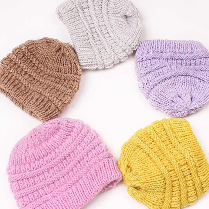 Kids Beanie Hats with Custom Logo Leather Patch 
