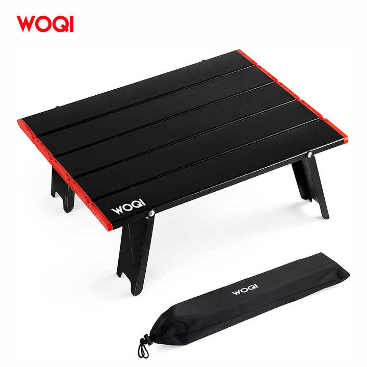 Black Lightweight Aluminum Folding Height Camping Table 