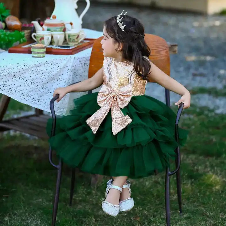 فستان منفوش مزين بالترتر للفتيات Girls' sequined fluffy dress