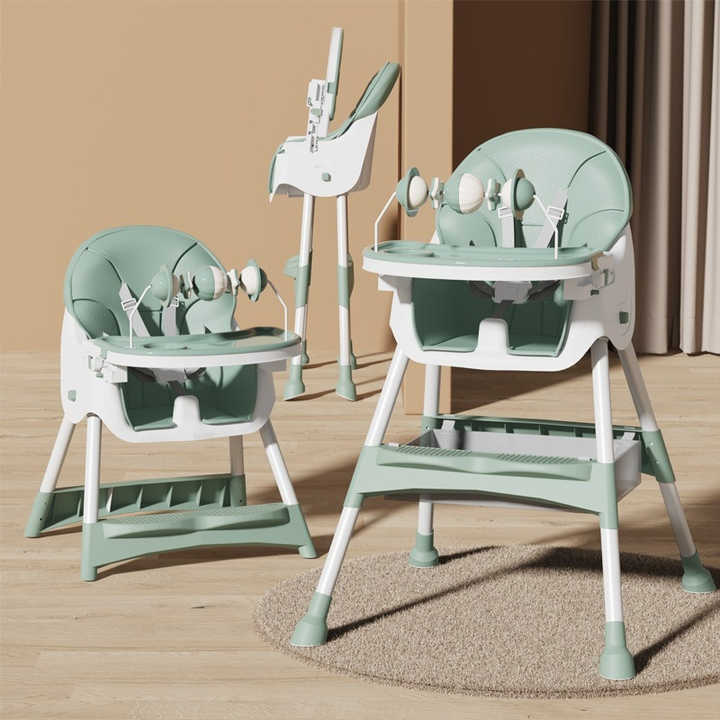 Easy Fold Adjustable High Chair for Baby Feeding/Unique Portable Plastic Baby Dining Chair with Wheels 
