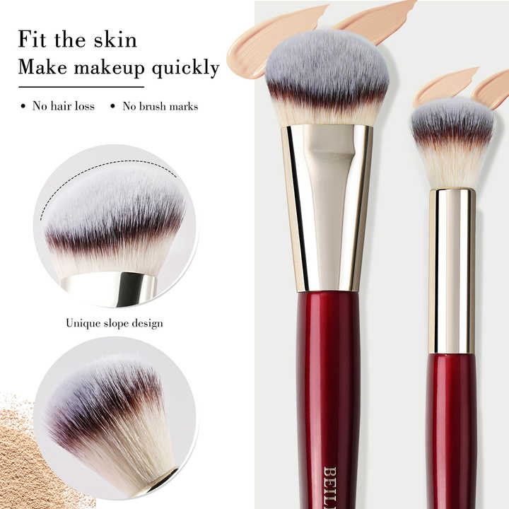 Luxury makeup brushes with red wooden handle 