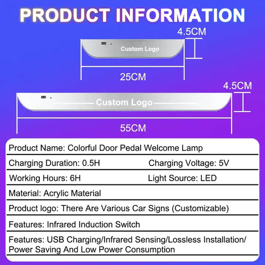 جهاز عرض ضوئي بشعار عتبة ضوء مغناطيسي لاسلكي ، دواسة عتبة ليد ، مصباح ترحيب داخلي لباب السيارة Wireless Magnetic Threshold Light Logo Projector, LED Threshold Pedal, Car Door Interior Welcome Light