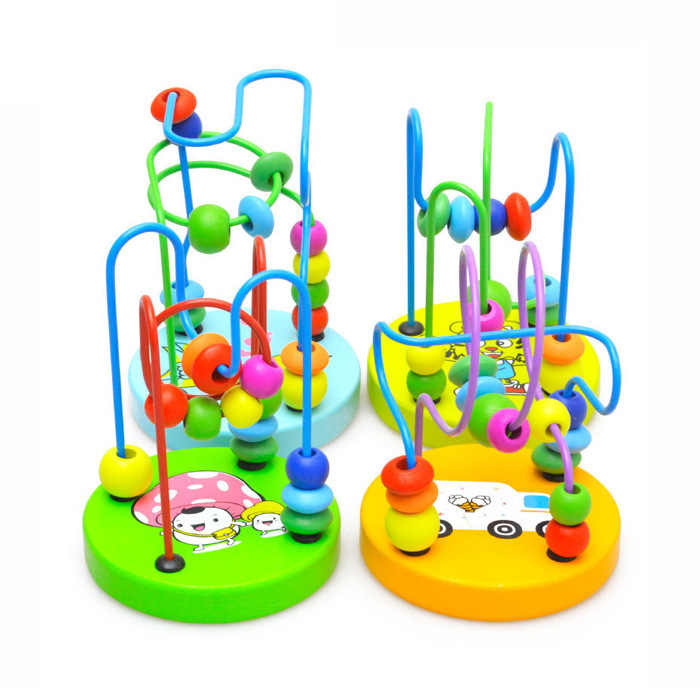 Colorful Baby Wooden Mini Around Beads Wire Maze Math Toys Children Kids Baby Educational Toy 