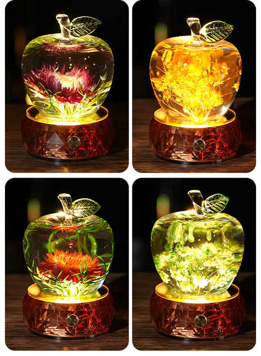 Crystal Glue Apple Night Light Night Light Christmas Gift Creative Luminous Decoration 