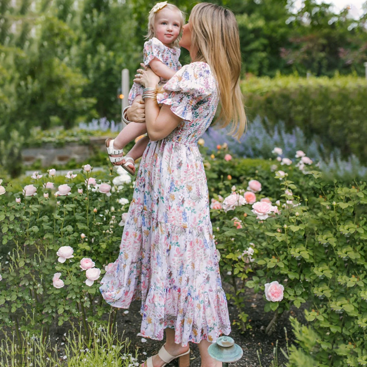 Girls' Floral Puff Sleeve Dress 