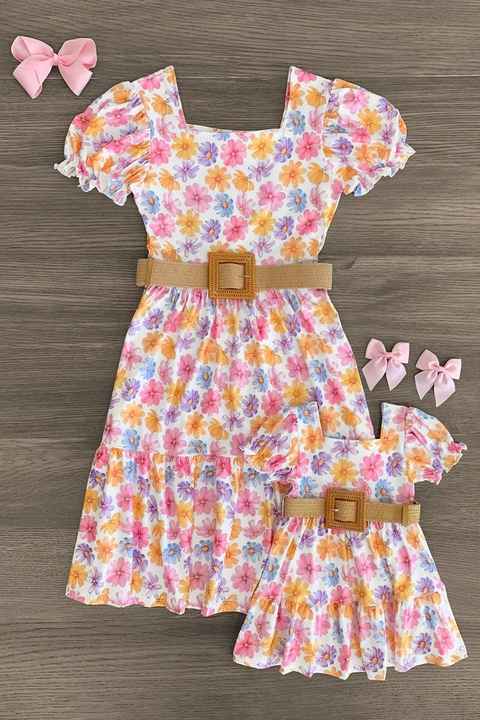 Mommy and Me Floral Print Matching Dress 