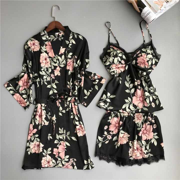 Women's Lace and Satin Sleepwear Set 