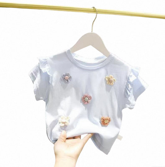 Cute and Soft Baby Skin Friendly Top-تي شيرت بناتي رقيق بأكمام قصيرة