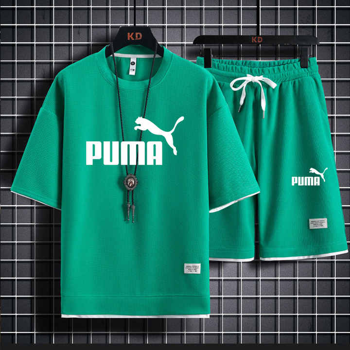 High Quality Men's Short Sleeve Top and T-Shirt Set Durable Breathable for Summer Outdoor Activities Printed Pattern 