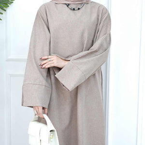 Modest Abaya Simple Linen Closed Abaya Muslim Dress 