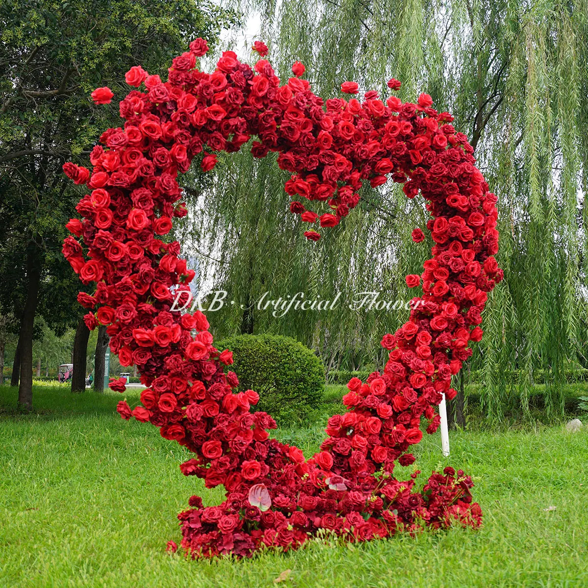 Silk Red Rose Heart Shaped Arch