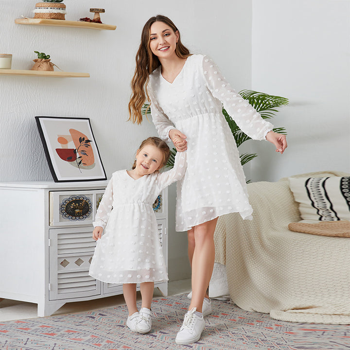 Children's Clothing from Seller Long Sleeve Chiffon Dress for Mother and Child Matching Outfits 