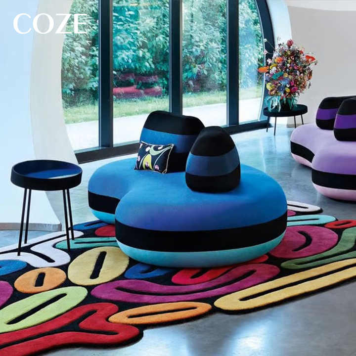 Special Shaped Cubo Rug Made of Nordic Wool with Color Contrast Upscale Rug for Living Room Sofa 