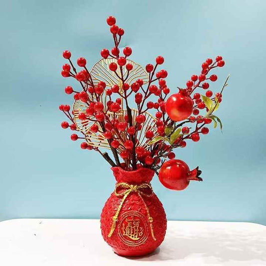 Year Decoration Flower Spring Festival - فاكهة حمراء، زينة فواكه الثروة
