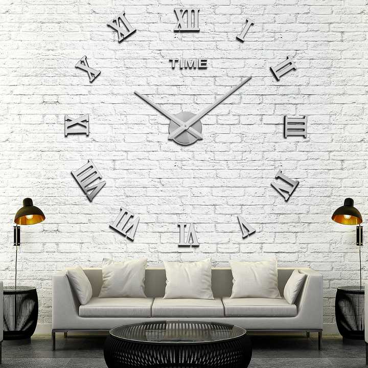 Home Decorative Large Mute Frameless 3D Wall Clock 