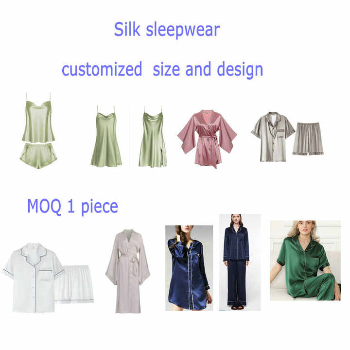 Wholesale Long 100% Silk Sleepwear Women's Pure Silk Pajamas for Ladies 