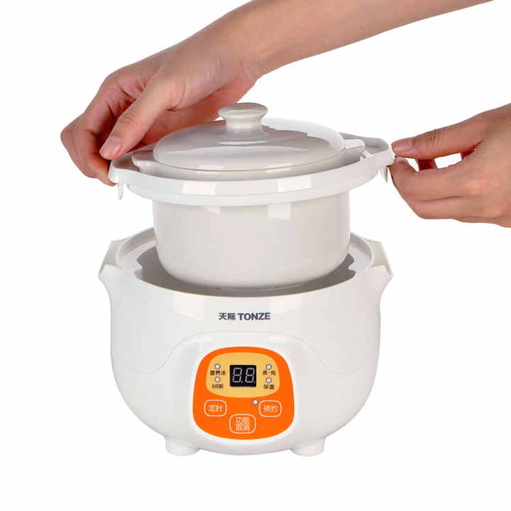 TONZE المحمولة بطيئة طباخ OEM الزبادي . TONZE Portable Slow Cooker OEM Yogurt Porridge Baby Food Maker 0.7L Mini Ceramic Pot Travel Electric Cooker