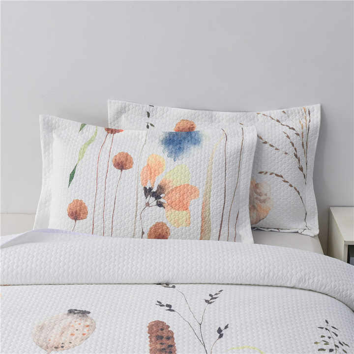 3 Piece Jacquard Bedspread Sets, Digital Printed Floral 