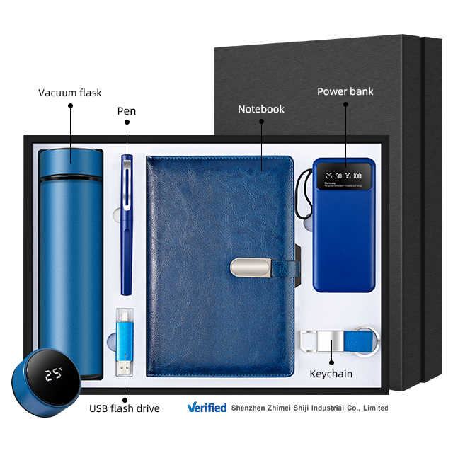 Men's Leather Business Power Bank and Notebook Gift Set 