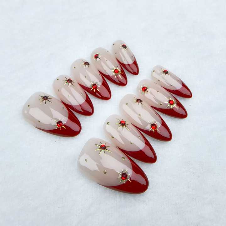 Nails, red French 
