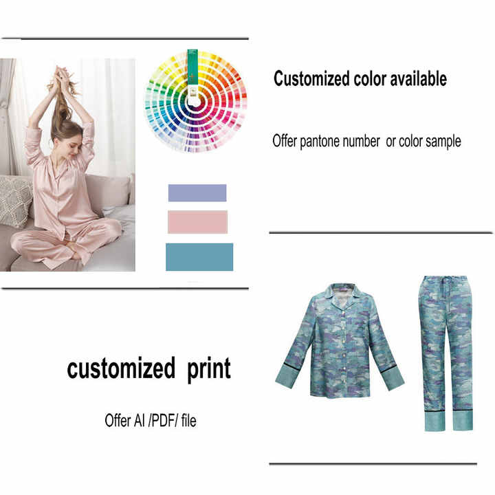 Wholesale Long 100% Silk Sleepwear Women's Pure Silk Pajamas for Ladies 