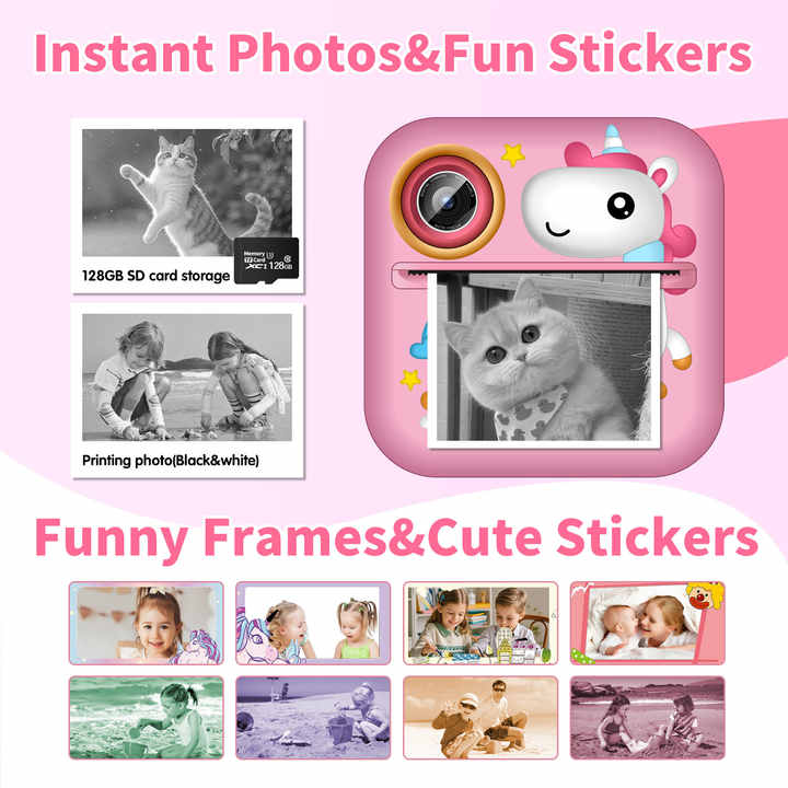 Video Camera Instant-Selfie Video Camera, Instant Printer, for Kids 
