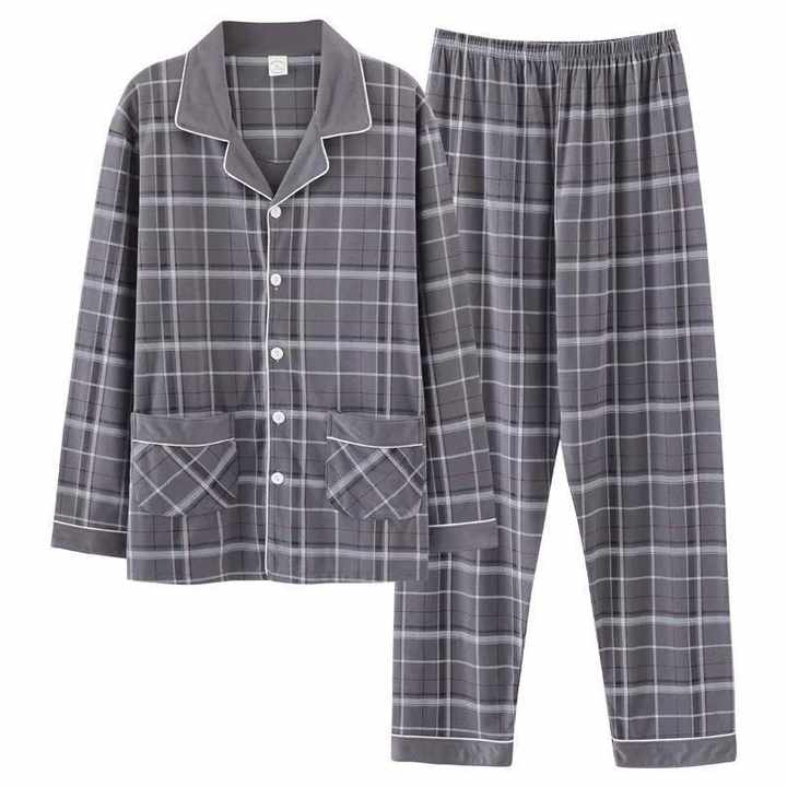 Custom Logo Men's Clothing Cotton Pajama Set 