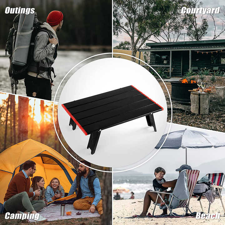 Black Lightweight Aluminum Folding Height Camping Table 