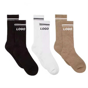 Free Sample Crew Cotton Socks Women's Socks All Match Black White Solid Color Men Women Socks 